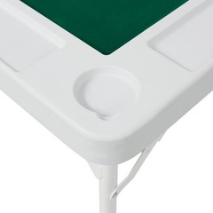 Square Folding Card Table Felt Poker Mahjong Table with Chip Trays Cup Holders