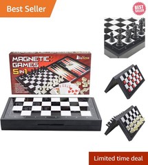 Compact 5-in-1 Magnetic Board Game Set – Perfect for Trips & Vacation Fun