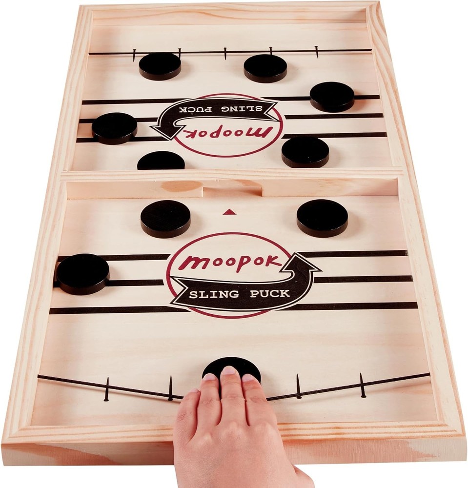 Fast Sling Puck Game Wooden Tabletop Hockey Board Game Family Party Desktop Toy