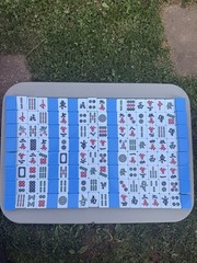 Mah Jong Tile Set Blue Plastic Tiles Game Strategy Tile Game 12+ Years 144 pcs