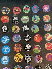 Pogs Lot of 100 Original POGs With Tube Carrying Case Vintage 1990’s