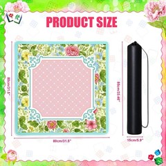Floral Mahjong Table Covers 31.5″ x 31.5″ with Carrying Mahjong Mat for Table