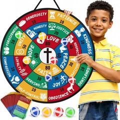 Bible Trivia Dartboard Game for Kids & Family, 280+ Bible Trivial Questions a…