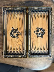 Wolves Handmade Wooden Backgammon Set 19″ Ukraine Hand Carved Wolf Board + cover