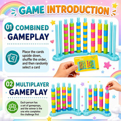 2 Pack Color Stack Challenge Game – Stacking Board Game Set with 2-4 Players Kid
