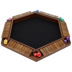 Pacific Shore Games 6 Player Shut The Box Dice Game,Walnut Stained Wood, Large