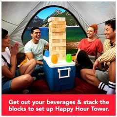 Spin Master Games Happy Hour Tower Giant Jumbling Wooden Blocks 6069713 – Wood