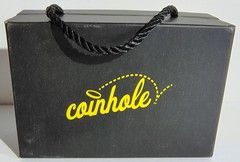 COINHOLE Tabletop Cornhole Game Complete with Coins/boards and carry case