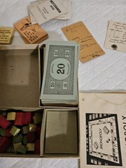 Vintage 1935 Monopoly Parker Brothers Black Box Missing Pieces, No Board