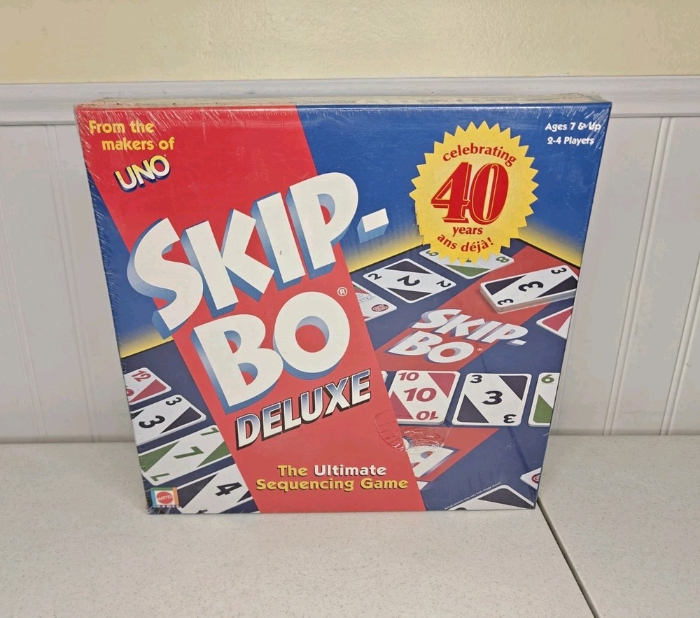 NEW SEALED Skip Bo Deluxe Sequencing Card Board Game Mattel 2001 Family Kids Uno