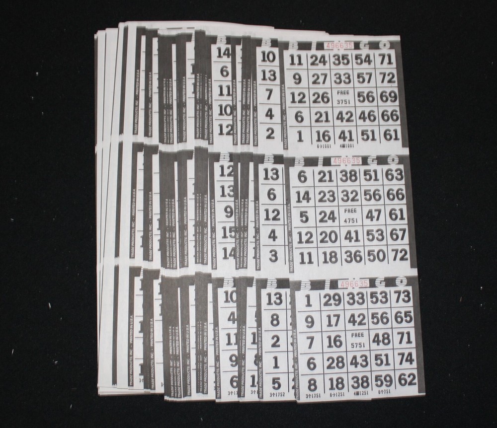 BINGO PAPER Cards Sheets 3 on 1 Black Border – 100 sheets