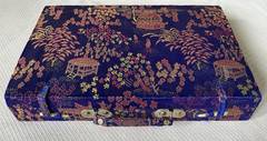 Vintage MCM Chinese Mah Jong Mah-Jongg Tile Game in Silk Case NEW Tiles READ