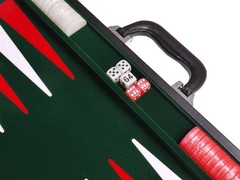 18″ Leatherette Backgammon Set – Inlaid Velvet Field – Black/Green Board