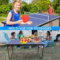 Table Tennis Table, 4.5ft Portable Ping Pong Table Game Set, Mid-Size Foldabl…