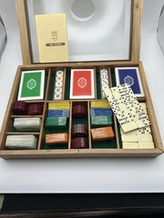 Vintage Dal Negro Italian luxury Gaming Set|Walnut Wood Case | Unopened Decks