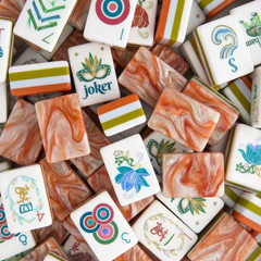 Premium American Mahjong Set 160pcs – Red Marble
