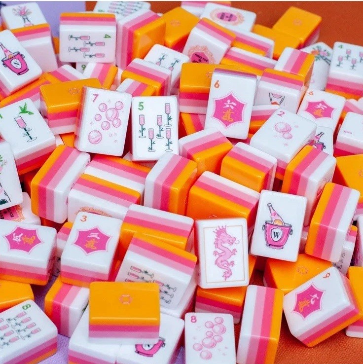 Bams & Bubbly Inspired 4-Layer Orange Back American Mahjong Tiles