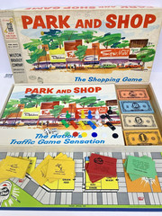 Vintage 1953 1960 Park And Shop Milton Bradley Board Shopping Game 4300 Complete