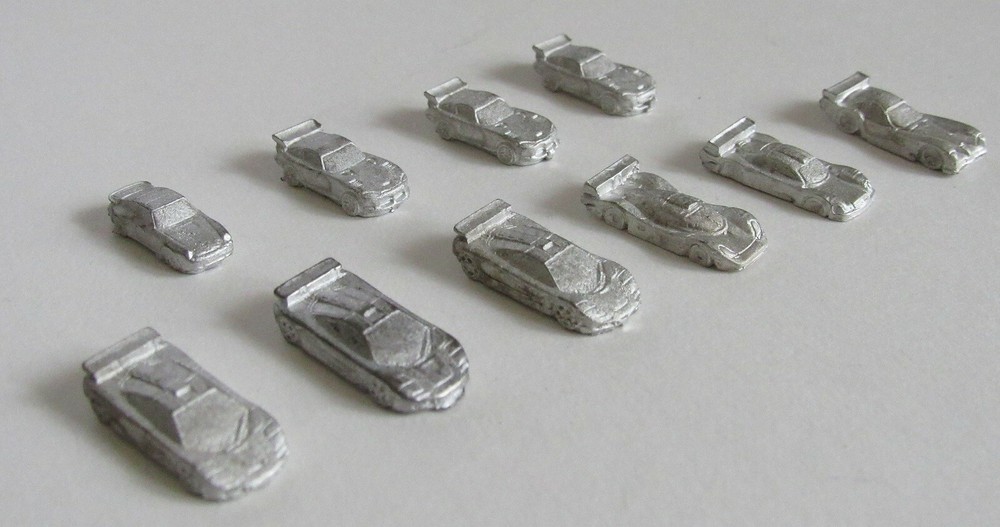 Formula De 1990s Sports & GT Cars ~ Set of 10 unpainted playing game pieces ~