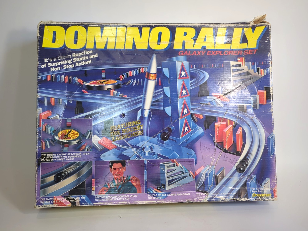 Vintage 93 Pressman Domino Rally Galaxy Explorer Set with Box 50% Complete E8