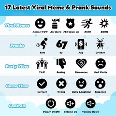 Sound Effects Machine 67 Meme Gifts Funny Gag Buzzers for Trivia Games Show Part