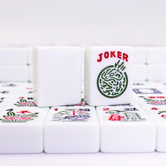 American Mahjong Tile Set, 166 Blue Tiles with Two Dices, Mahjong Tile Game