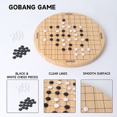 2-in-1 Wooden Chinese Checkers & Gobang(Five In Row) Family Board Game Combo Set