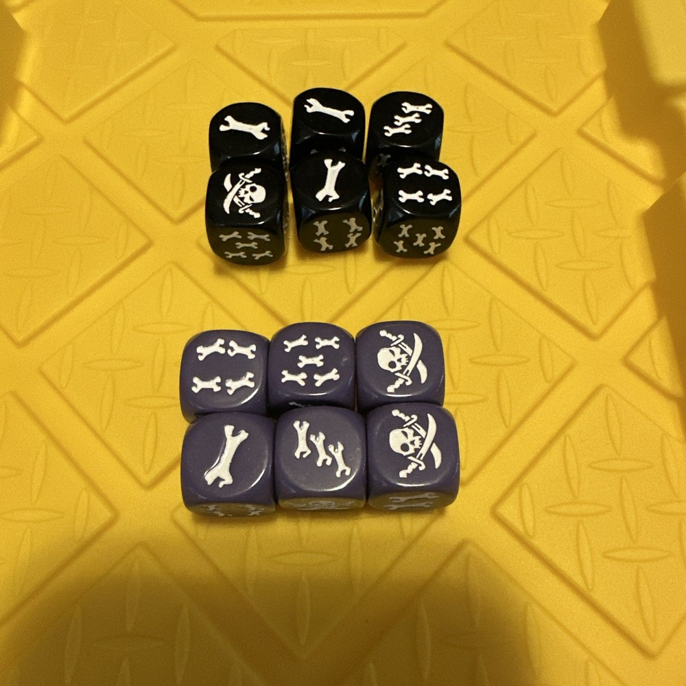 Rum & Bones Second Tide Dice. 2 Sets. Light Purple And Black