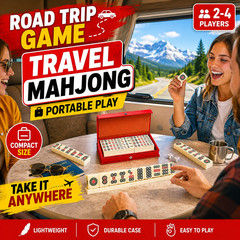 Travel Size Mahjong Set 144 Tiles 2 Dice Compact Red Case Family Gift Game
