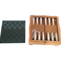 6 Game Combination Set Black Glass Board With Nice Solid Wood Holding Box 14×14