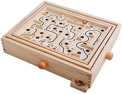 Wood Labyrinth Table Maze/Balance Board Table Maze Solitaire Game for Kids and A