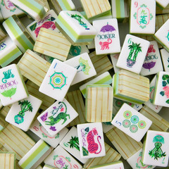 160 American Mahjong Tiles 4-Layer Acrylic Bamboo Grain Engraved Set