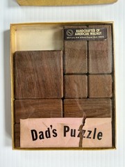 Vintage Drueke Blue Chip Game Co. Dad’s Puzzle Handcrafted Walnut Blocks
