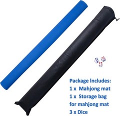 Large Mahjong Mat W/ Black Carrying Bag Blue,31.5 inches Anti Slip & Noise