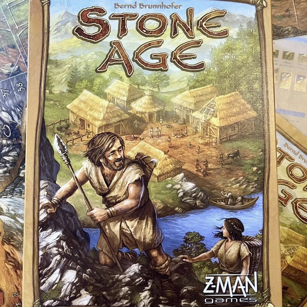 Z-Man Stone Age Board Game Complete & near mint! Worker placement/Strategy Game