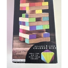 Tumbling Tower Wooden Classic Game with 8 Sided Colored Die 48 Blocks Ages 6+
