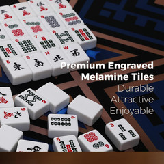 American Mahjong Tile Set with Purple Printed Carrying Bag, 166 Premium White Ti