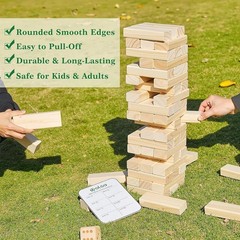 Giant Tumble Tower 57PCS Wooden Block Yard Game Indoor Outdoor Family Fun