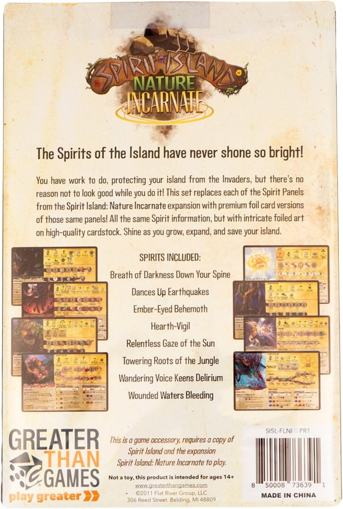 Spirit Island Nature Incarnate Foil Spirit Panels 8 Pack Board Game Accessory