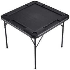 Uimoso Mahjong Table 4Player Folding Card Table & 4 Cup Holders Chip Trays Black