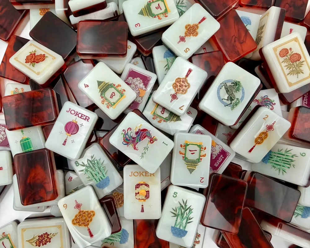Premium American Mahjong Set 160pcs – Red Fire