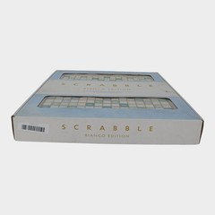 WS Game Company Scrabble Bianco Edition with Rotating Wooden Game Board