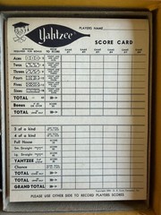 VINTAGE 1956 LOWE Yahtzee GAME and Lots Of Unused score pads. Missing 3 Dice