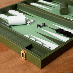Premium Leather Backgammon Set Green Travel Game Gift for Adults
