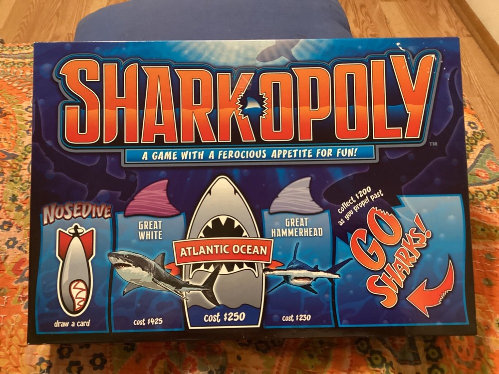 SHARKOPOLY, COMPLETE GAME FEROCIOUS APPETITE FOR FUN; JAWS,GREAT WHITE/FREE P &H