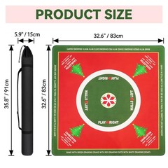 Christmas Tree Mahjong Mat with Rules, 33×33″, Non-Slip & Waterproof with Bag