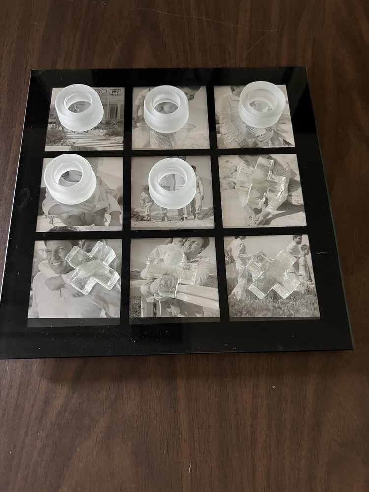 New Melannco Tic-tac-toe Photo Game Board No Box Perfect For Coffee Table!