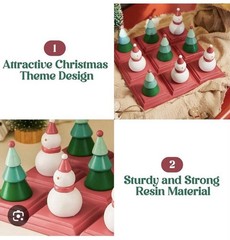 Tic Tac Toe Game with 3D Snowman & Tree Pieces,Fun Board Game Coffee Table Decor