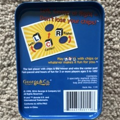George and Company LCR Left Center Right Dice Game Tin Luck 5+ 3+ Complete