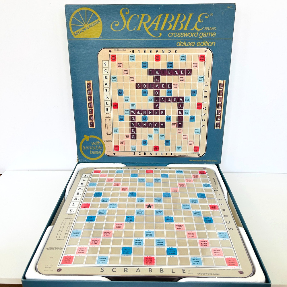 Scrabble Deluxe Rotating Turntable Edition Selchow & Righter 1982 Original Box